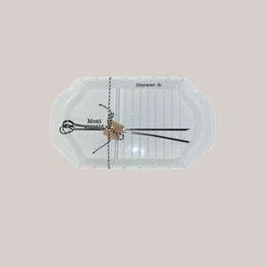 Mud Pie Meat Sweats Skewer It Ceramic Kabob Platter Set with 2 Skewers 40700540